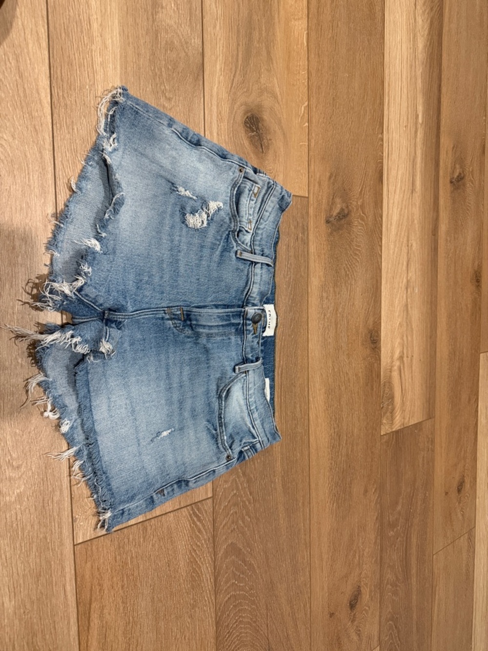 Frame Denim Light Blue Distressed Jean Shorts